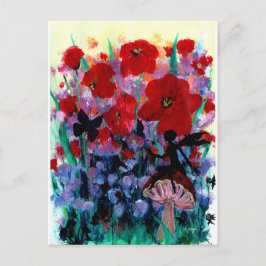 Cartão Postal Fadas no fundo do jardim