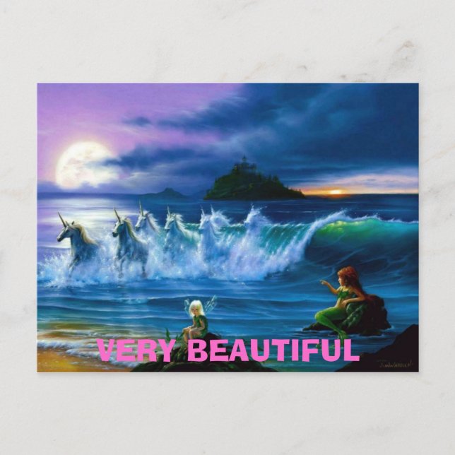 Cartão Postal Fadas-sereias-e-unicórnios, MUITO BONITA (Frente)