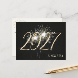 Cartão Postal Fagulhas de Ano Novo 2027 de Negócios