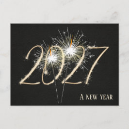 Cartão Postal Fagulhas de Ano Novo 2027 de Negócios