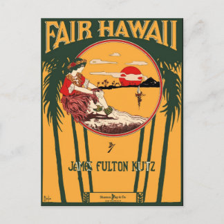 Cartão Postal Fair Hawaii Vintage Sheet Music Cobrir