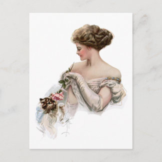 Cartão Postal Fair Maiden Enche um Kitten