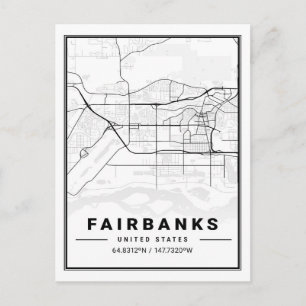 Cartão Postal Fairbanks Alaska USA Viagem City Map