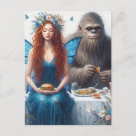 Cartão Postal Fairy and Sasquatch Picnic