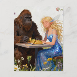 Cartão Postal Fairy and Sasquatch Picnic