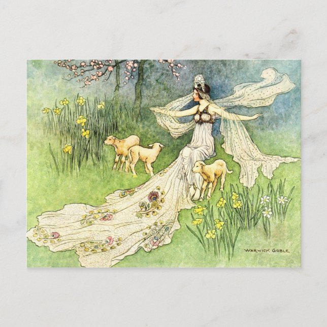 Cartão Postal Fairy Coquette e Lambs (Frente)