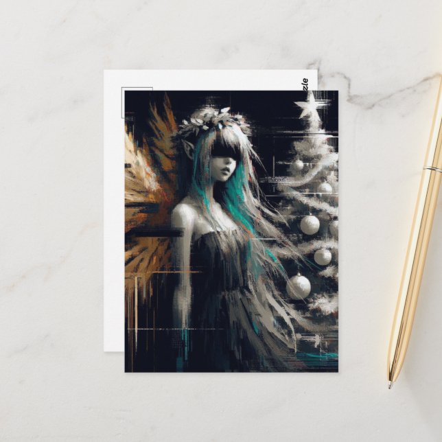 Cartão Postal Fairy Glitch Christmas (Frente/Verso In Situ)