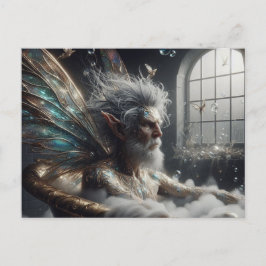 Cartão Postal Fairy King toma banho em Dourada banheira