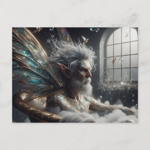 Cartão Postal Fairy King toma banho em Dourada banheira