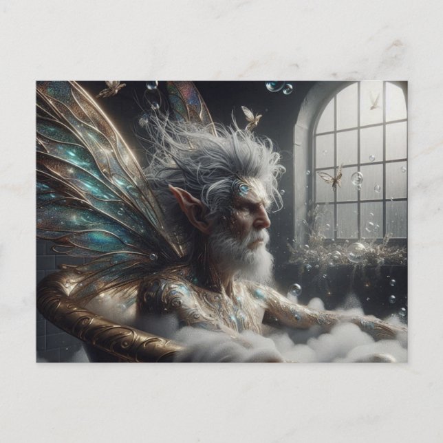Cartão Postal Fairy King toma banho em uma banheira Ouro (Frente)