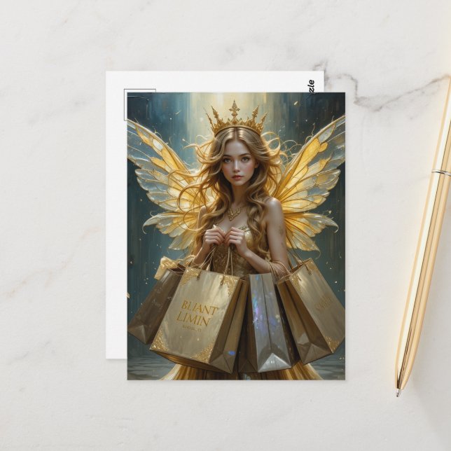 Cartão Postal Fairy on a Shopping Spree (Frente/Verso In Situ)