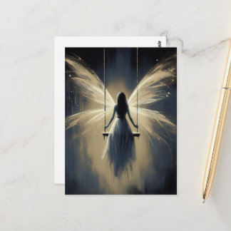 Cartão Postal Fairy on a Swing at Night