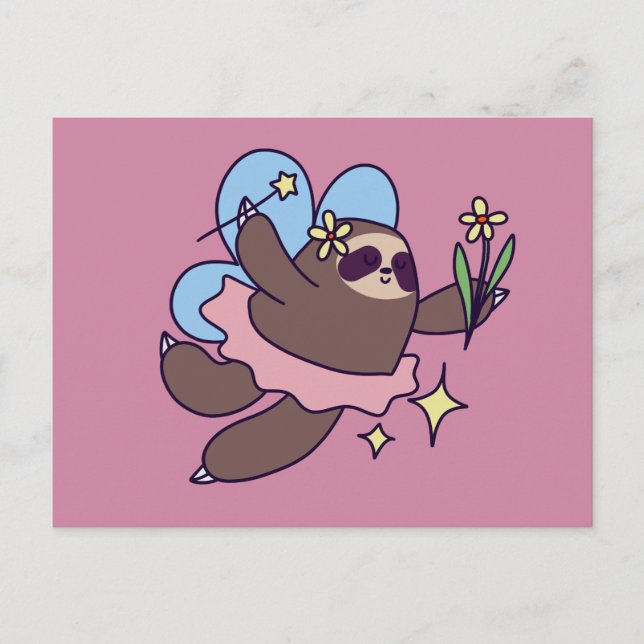 Cartão Postal Fairy Sloth (Frente)