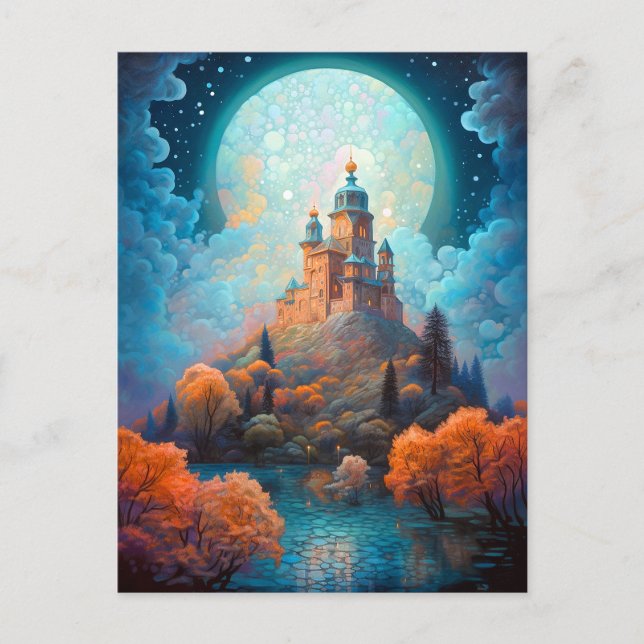 Cartão Postal Fairy Tale Castle Fantasy Art (Frente)
