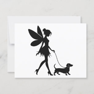 Cartão Postal Fairy Walking Dachshund