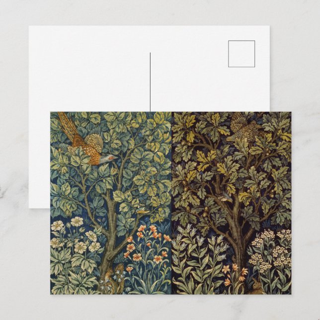 Cartão Postal Faisão Galo William Morris Ave Floresta Árvore (Frente/Verso)