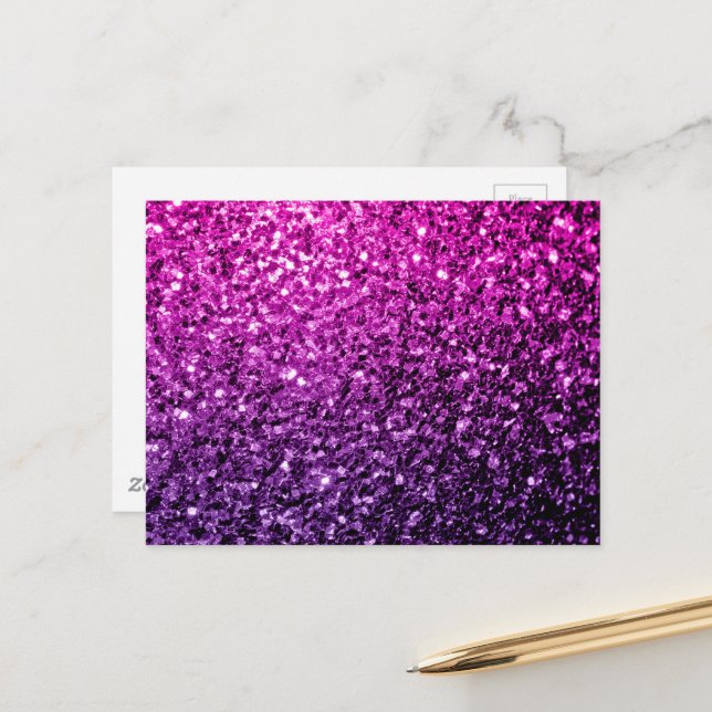 Cartão Postal Faíscas da brilha do Ombre rosa púrpura (Frente/Verso In Situ)