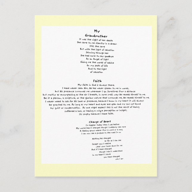 Cartão Postal Faith (Frente)