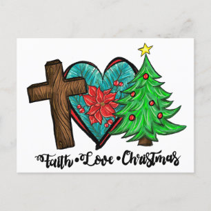 Cartão Postal Faith Ama Natal Jesus Cristo Feriado Cheio