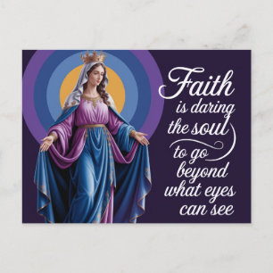 Cartão Postal Faith Cote com Mary Purple Background