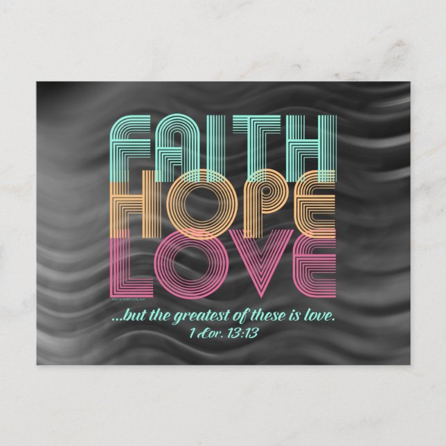 Cartão Postal Faith Hope ama Bíblia cristã Verso Retro (Frente)