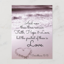 Cartão Postal Faith Hope Love, 1 Corinthians 13:13, Ocean Beach
