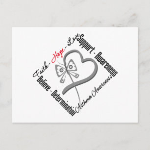 Cartão Postal Faith Hope Love Butterfly - Consciência da asma