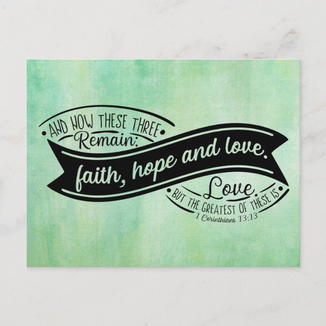 Cartão Postal Faith Hope & Love Ribbon (Frente)