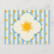 Cartão Postal Faixa Creme Azul Refulgência Dourada