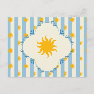 Cartão Postal Faixa Creme Azul Refulgência Dourada