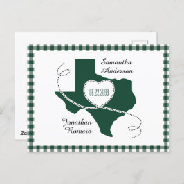 Cartão Postal Faixa Verde Escura do Texas Curling Salvar a Data