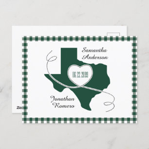 Cartão Postal Faixa Verde Escura do Texas Curling Salvar a Data