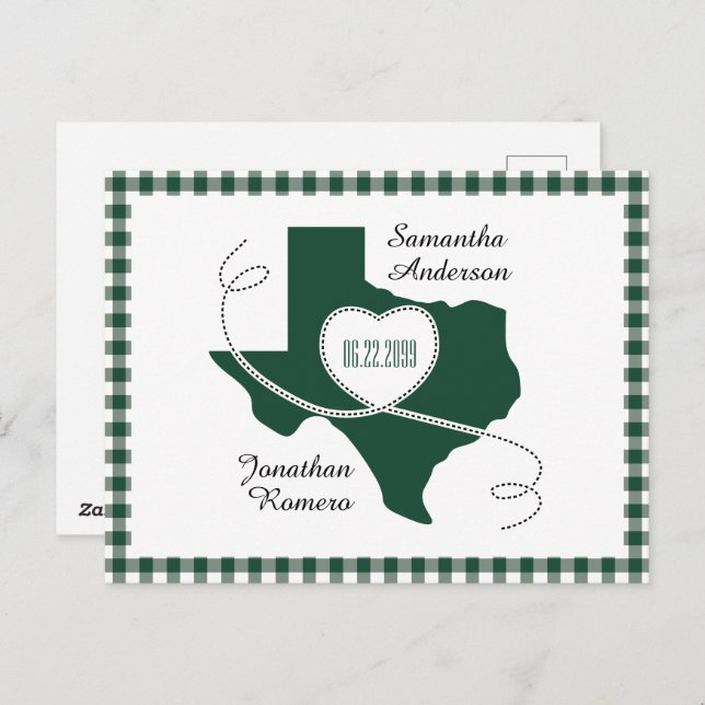 Cartão Postal Faixa Verde Escura do Texas Curling Salvar a Data (Frente/Verso)
