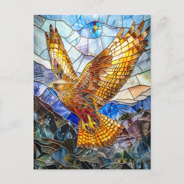 Cartão Postal Falcão Soprando Sobre Paisagem (Frente)