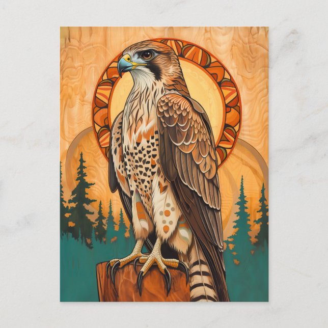 Cartão Postal Falcon Totem – Visionary Art Deco Spirit (Frente)