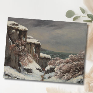 Cartão Postal Falésias à Beira-Mar sob a Neve - Courbet