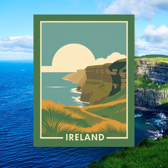 Cartão Postal Falésias de Moher Paisagem Irlanda Viagem  (Cliffs of Moher Scenic Ireland Travel Postcard
)