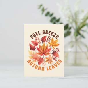 Cartão Postal Fall Breeze, Autumn Leaves - Folhagem Whimsical Fa