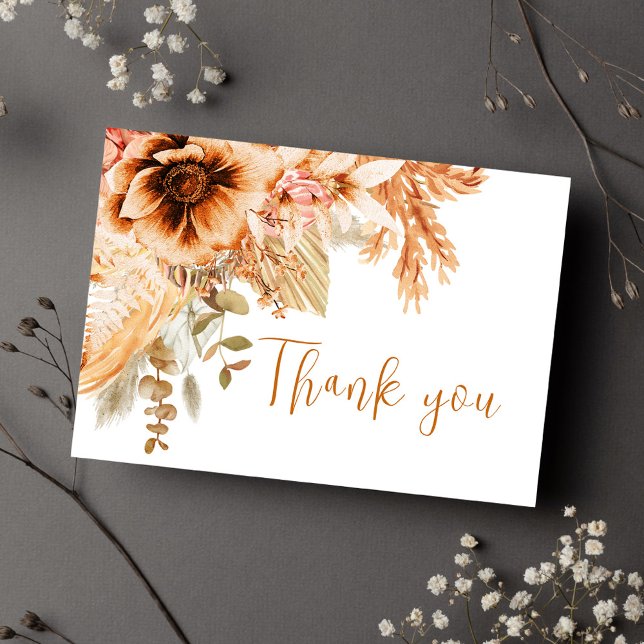 Cartão Postal Fall Floral Rustic Weding Obrigado (Fall Floral Rustic Wedding Thank You Postcard)