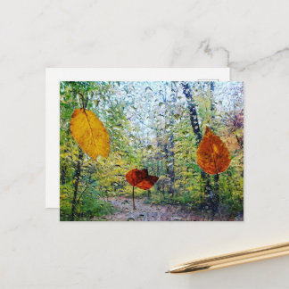 Cartão Postal Fall Leaves In The Rain Postcard