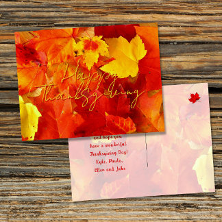 Cartão Postal Fall Red Deixa Feliz Ação de Graças