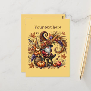 Cartão Postal Fall Seasonal gnomo