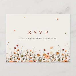 Cartão Postal Fall Wildflower Garden Floral Boho Casamento RSVP