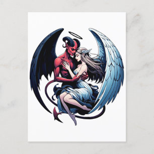 Cartão Postal Fallen Angel Demon Angel mulher fantasia arte escu