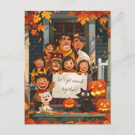 Cartão Postal Família assustadora de Halloween