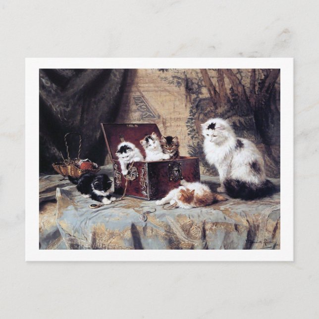 Cartão Postal Família Cat, Henriette Ronner-Knip (Frente)
