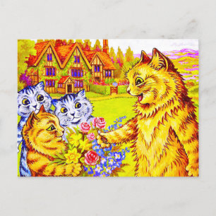 Cartão Postal Família Cat no Jardim