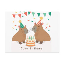 Família Cute Capybara comemorando o aniversário