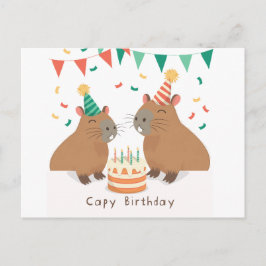 Cartão Postal Família Cute Capybara comemorando o aniversário