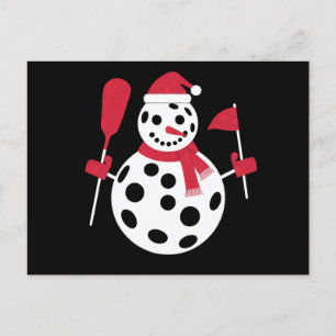 Cartão Postal Família de Boneco de Neve com Chapéu de Papai Noel